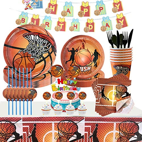 Partybloom Basketball Disposable Tableware with Basketball Party Plates Cups Napkins More Serves 16 for Basketball Birthday Baby Shower Party Decorations 158PCS Basketball Party Supplies 